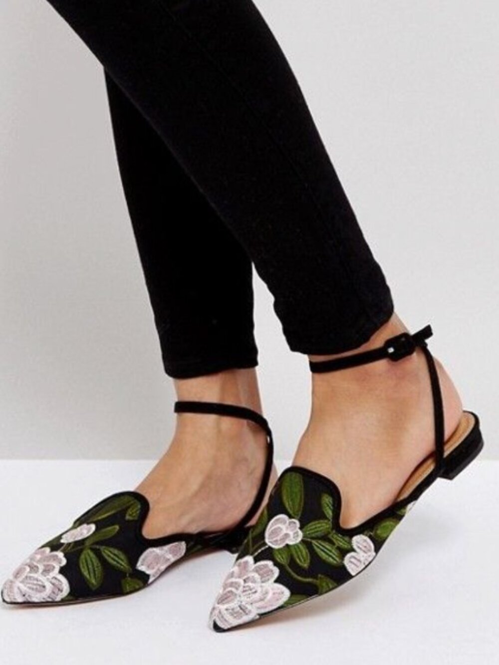ASOS Floral Embroidered Flats/Mules - Size 5
